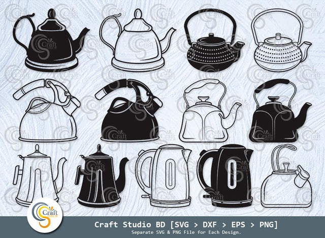 Tea Kettle Silhouette, Tea Pot Svg, Electric Kettle Svg, Boiling Kettle Svg, Kettle Svg, Tea Kettle Svg Bundle SVG ETC Craft 