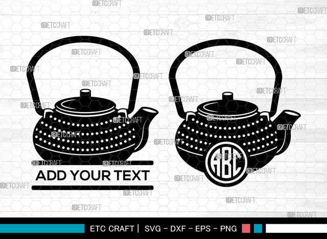Tea Kettle SVG, Tea Pot Svg, Electric Kettle Svg, Boiling Kettle Svg, Circle Monogram, Tea Kettle Svg SVG ETC Craft 