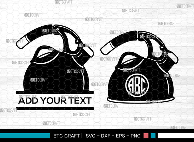 Tea Kettle SVG, Tea Pot Svg, Electric Kettle Svg, Boiling Kettle Svg, Circle Monogram, Tea Kettle Svg SVG ETC Craft 