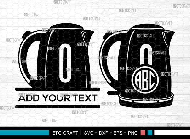 Tea Kettle SVG, Tea Pot Svg, Electric Kettle Svg, Boiling Kettle Svg, Circle Monogram, Tea Kettle Svg SVG ETC Craft 