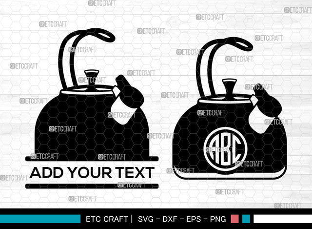 Tea Kettle SVG, Tea Pot Svg, Electric Kettle Svg, Boiling Kettle Svg, Circle Monogram, Tea Kettle Svg SVG ETC Craft 