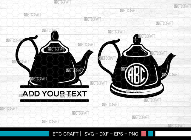 Tea Kettle SVG, Tea Pot Svg, Electric Kettle Svg, Boiling Kettle Svg, Circle Monogram, Tea Kettle Svg SVG ETC Craft 