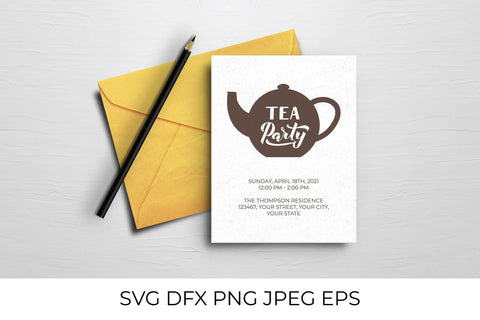 Tea party calligraphy hand lettering on tea pot SVG SVG LaBelezoka 