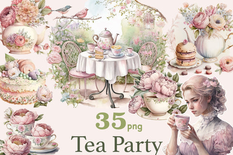 Tea Party Illustration | Tea Cup Clipart SVG GlamArtZhanna 