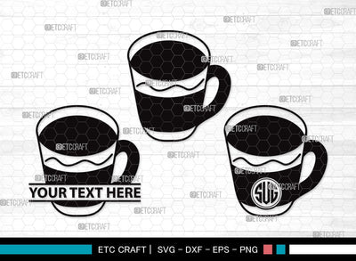 Tea Set Monogram SVG Cut File | Tea Cup Svg | Tea Pot Svg | Tea Kettle Svg | Tea Set Clipart SVG ETC Craft 