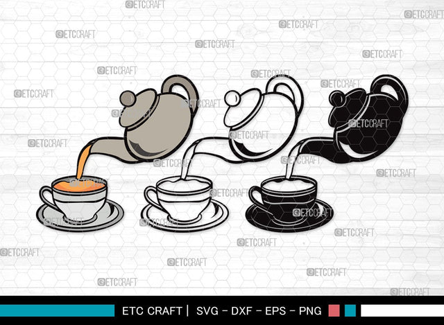 Tea Set SVG Cut File | Tea Cup Svg | Tea Pot Svg | Tea Kettle Svg | Tea Set Clipart SVG ETC Craft 
