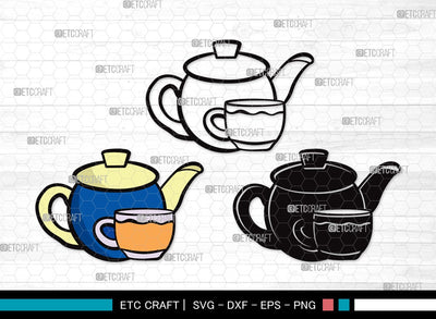 Tea Set SVG Cut File | Tea Cup Svg | Tea Pot Svg | Tea Kettle Svg | Tea Set Clipart SVG ETC Craft 
