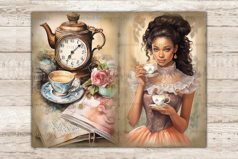 Tea Time Junk Journal Kit | Flower Journal Card SVG GlamArtZhanna 