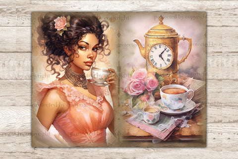 Tea Time Junk Journal Kit | Flower Journal Card SVG GlamArtZhanna 