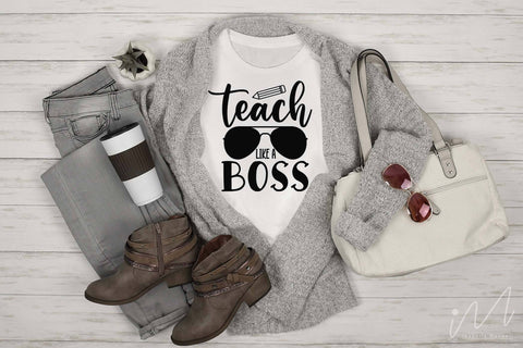 Teach like a boss svg,Kindergarten Teacher Svg, Cool Teacher T-shirt svg, Cut files, Funny Teacher Svg SVG Isabella Machell 