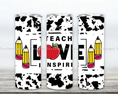 Teach Love Inspire 20oz Skinny Straight Tumbler Sublimation Designs, Pencil Tumbler PNG, Teacher Tumbler Wrap, Teacher Appreciation 20oz Skinny Tumbler Wrap Png, Teacher Life Sublimation Designs Png Sublimation ToriDesigns 