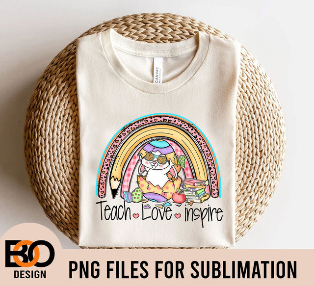 Teach Love Inspire Easter PNG, Teacher Easter Sublimation, Digital Download Sublimation BOO-design 