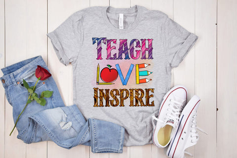 Teach Love Inspire I Teacher Sublimation I Teacher Shirt PNG Sublimation Happy Printables Club 