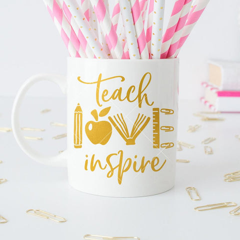 Teach Love Inspire multi color - School Teacher Appreciation Gift - Teacher Gifts SVG Chameleon Cuttables 