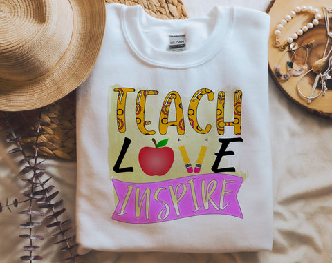 Teach Love Inspire PNG, Teacher Design For Sublimation Sublimation HappyDesignStudio 