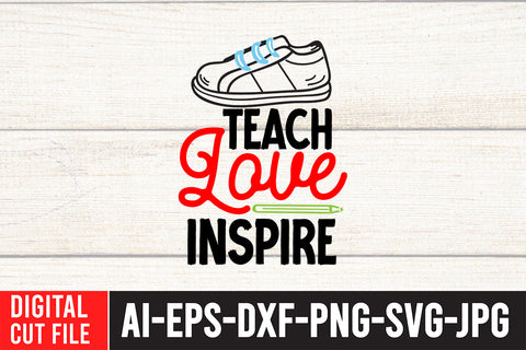 Teach Love inspire SVG Cut File SVG BlackCatsMedia 