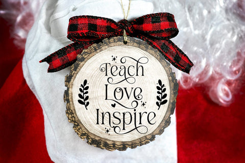 Teach Love Inspire SVG I Teacher Christmas Ornament SVG SVG Happy Printables Club 