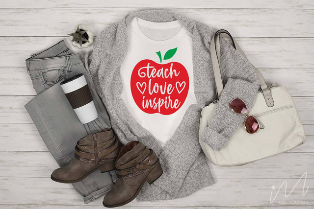 Teach love inspire svg,Kindergarten Teacher Svg, Cool Teacher T-shirt svg, Cut files, Funny Teacher Svg SVG Isabella Machell 