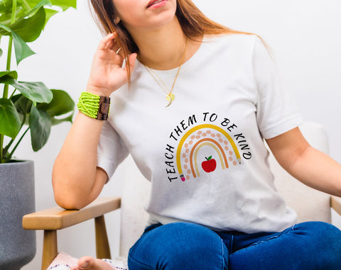 Teach Them To Be Kind SVG Bundle, 4 Designs, Teacher Appreciation SVG, Teacher Rainbow SVG, Teacher Quotes SVG, Teacher Life SVG SVG HappyDesignStudio 