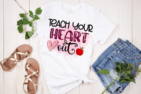 Teach Your Heart- Teacher Valentines Day Sublimation PNG Sublimation Happy Printables Club 