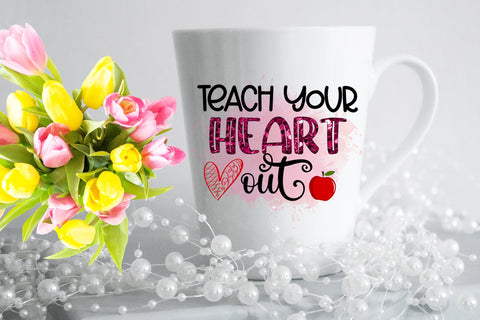 Teach Your Heart- Teacher Valentines Day Sublimation PNG Sublimation Happy Printables Club 