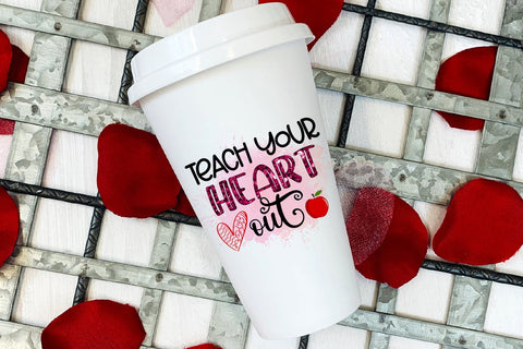 Teach Your Heart- Teacher Valentines Day Sublimation PNG Sublimation Happy Printables Club 