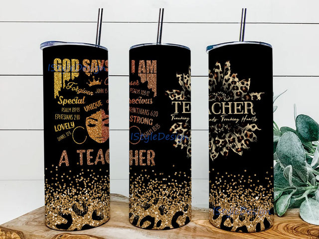 Teacher 20 oz Skinny Tumbler Straight and Warped Design Digital Download PNG Sublimation iStyleDesign 