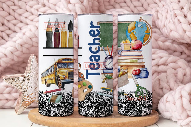 Teacher 20 oz Skinny Tumbler Sublimation Design Digital Download PNG Instant DIGITAL ONLY,Add Your Own Name School Tumbler Sublimation DesignSVG 