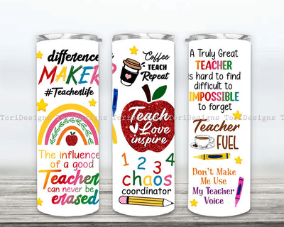 Teacher 20 oz Skinny Tumbler, Teacher Appreciation Sublimation, Teacher life 20oz Skinny Tumbler Sublimation Designs, Teacher PNG File Digital Download Sublimation ToriDesigns 