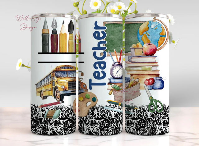 Teacher 20 oz Skinny Tumbler, Teacher Life Back To School Sublimation Designs, Teacher Appreciation PNG Instant Download Sublimation WillowSageDesign 