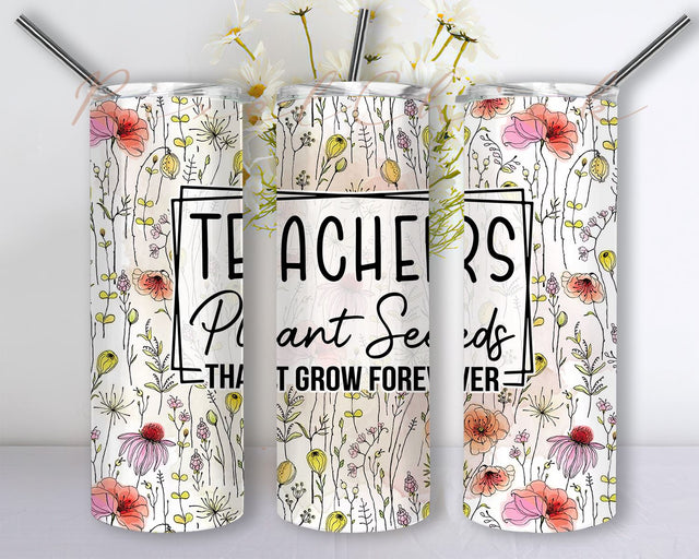 Teacher 20 oz Tumbler PNG, Teacher Appreciation Gift, Teacher Floral Tumbler Wrap, Teacher Rainbow, Thank You Teacher Cup Wrap, Teacher Life Tumbler PNG Sublimation PixelChick 