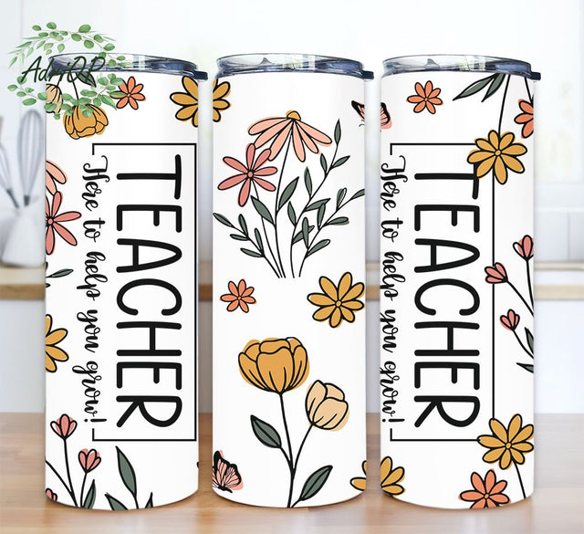 Teacher 20oz Skinny Tumbler Design, Teacher Tumbler Sublimation PNG Sublimation AdriOP 