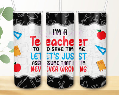 Teacher 20oz Skinny Tumbler Png, Teacher Appreciation Tumbler, Teacher Gifts, Teacher Appreciation Gift, School Tumbler, Back to School Png Sublimation sassyprint 