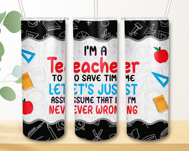 Teacher 20oz Skinny Tumbler Png, Teacher Appreciation Tumbler, Teacher Gifts, Teacher Appreciation Gift, School Tumbler, Back to School Png Sublimation sassyprint 