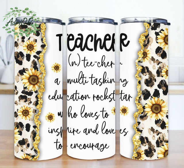 Teacher 20oz Tumbler Design, Teacher Life Tumbler Png, Leopard Sunflower Tumbler Wrap, Teacher Appreciation Gift, Teacher Tumbler Lid With Straw, Digital Download Sublimation AdriOP 