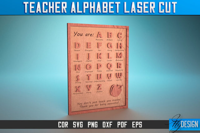 Teacher Alphabet Laser Cut SVG | Teacher Laser Cut SVG Design | CNC Files SVG Fly Design 