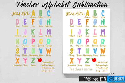 Teacher Alphabet Sublimation | Teacher Alphabet Design | Tacher Sublimation Sublimation Fly Design 