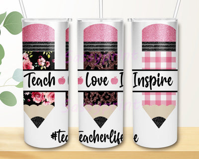 Teacher Appreciation 20oz Skinny Tumbler Png, Glitter Leopard Png, Leopard Pencil School Png, School Tumbler, Teacher Pencil Tumbler, Back To School Tumbler Sublimation sassyprint 