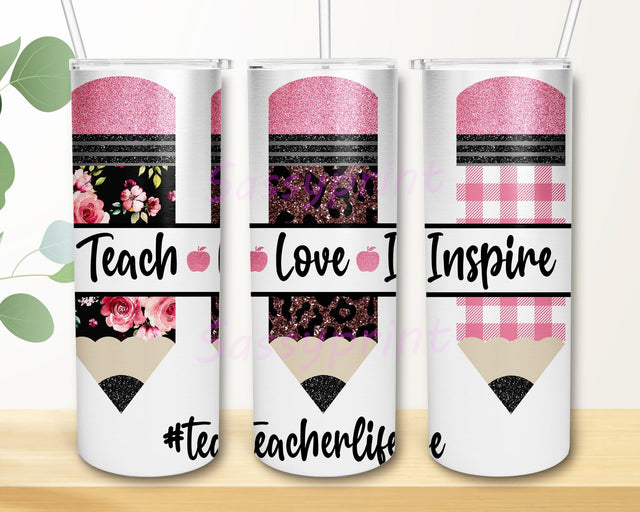 Teacher Appreciation 20oz Skinny Tumbler Png, Glitter Leopard Png, Leopard Pencil School Png, School Tumbler, Teacher Pencil Tumbler, Back To School Tumbler Sublimation sassyprint 