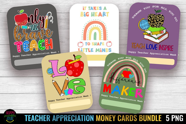 Teacher Appreciation Money Cards Bundle I Teacher Money Cards Sublimation Happy Printables Club 