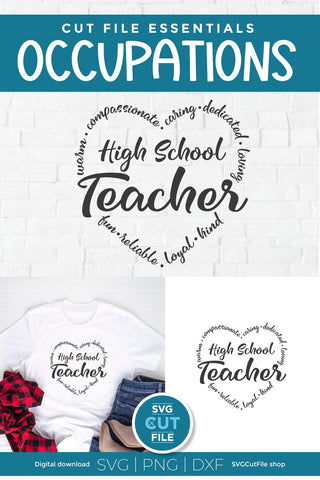 Teacher appreciation svg, high school teacher svg heart word art SVG SVG Cut File 