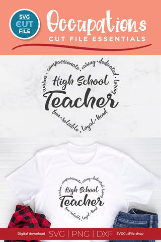 Teacher appreciation svg, high school teacher svg heart word art SVG SVG Cut File 