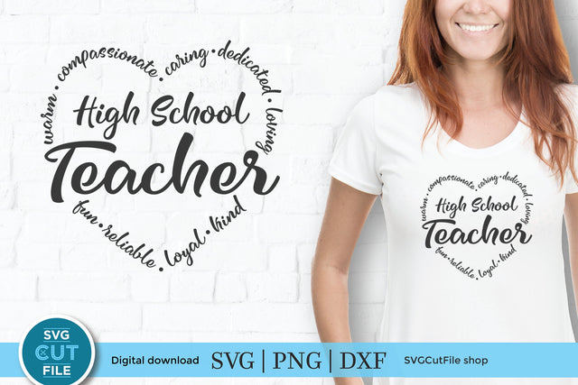 Teacher appreciation svg, high school teacher svg heart word art SVG SVG Cut File 