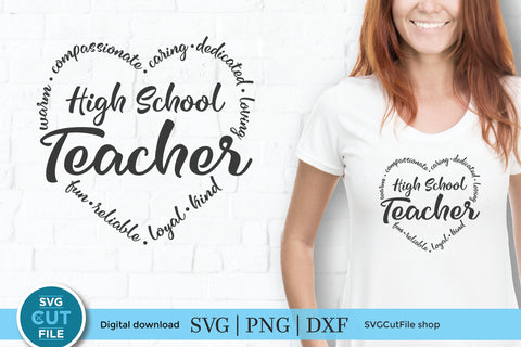Teacher appreciation svg, high school teacher svg heart word art SVG SVG Cut File 