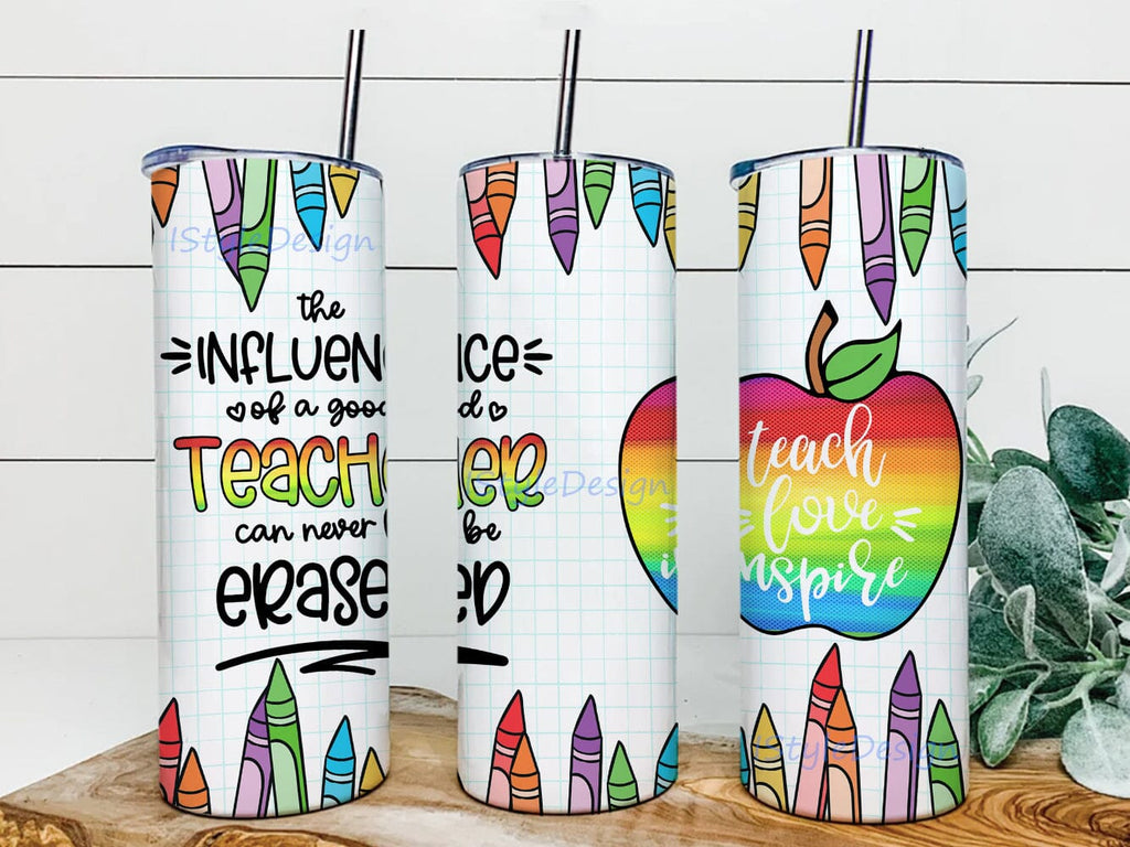 Teacher Appreciation Tumbler Design, Teach Love Inspire 20oz Skinny ...