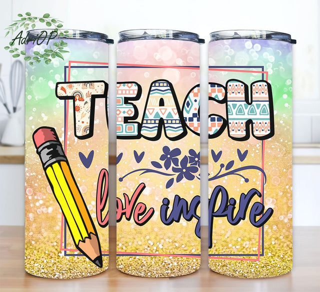 Teacher Appreciation Tumbler Sublimation Designs PNG, Teacher Tumbler Wrap PNG, Teacher Supplies PNG, 20 oz Skinny Tumbler Design Sublimation AdriOP 