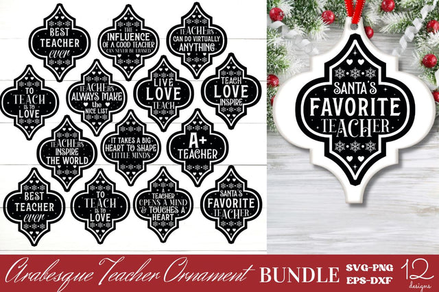 Teacher Arabesque Ornament Bundle SVG DESIGNISTIC 