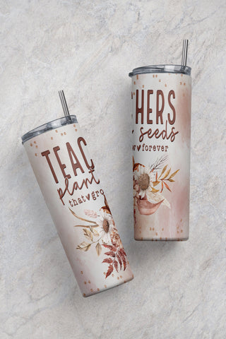 Teacher Boho Design, Back to school, Fall, teacher appreciation, 20oz Skinny Tumbler Sublimation Wrap, PNG Digital Download Sublimation CaldwellArt 