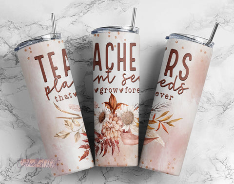 Teacher Boho Design, Back to school, Fall, teacher appreciation, 20oz Skinny Tumbler Sublimation Wrap, PNG Digital Download Sublimation CaldwellArt 