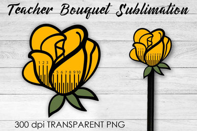Teacher Bouquet Sublimation | Teacher Pencil Design | Flower Sublimation Sublimation Fly Design 
